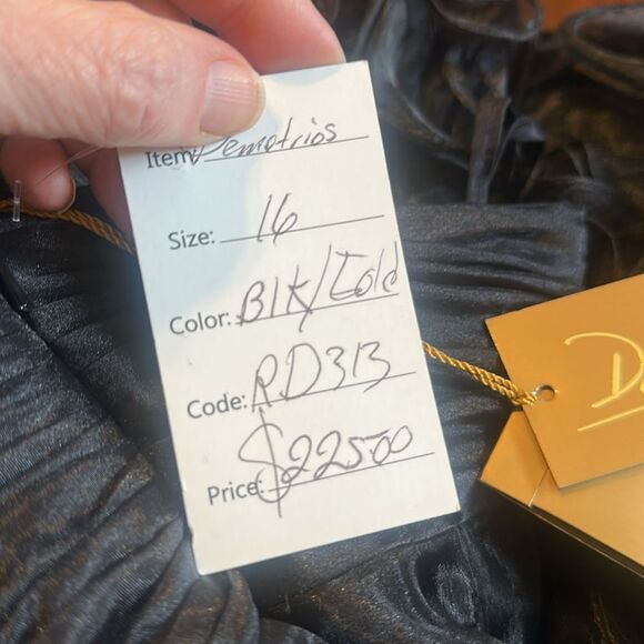 DEMETRIOS Bridal Black Strapless with Gold Sequins Mini Formal Prom Dress 16 NWT - Picture 9 of 12